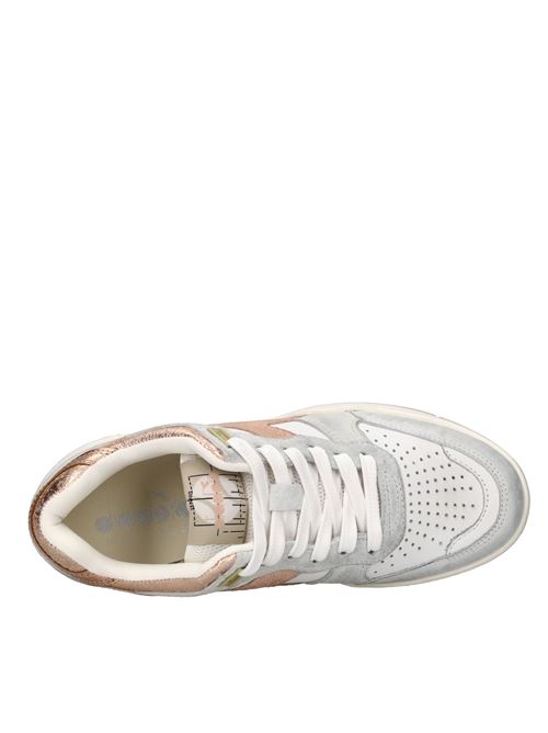 Leather and suede sneakers DIADORA HERITAGE | B.560 CRACKLE LAME WNBIANCO-ROSA